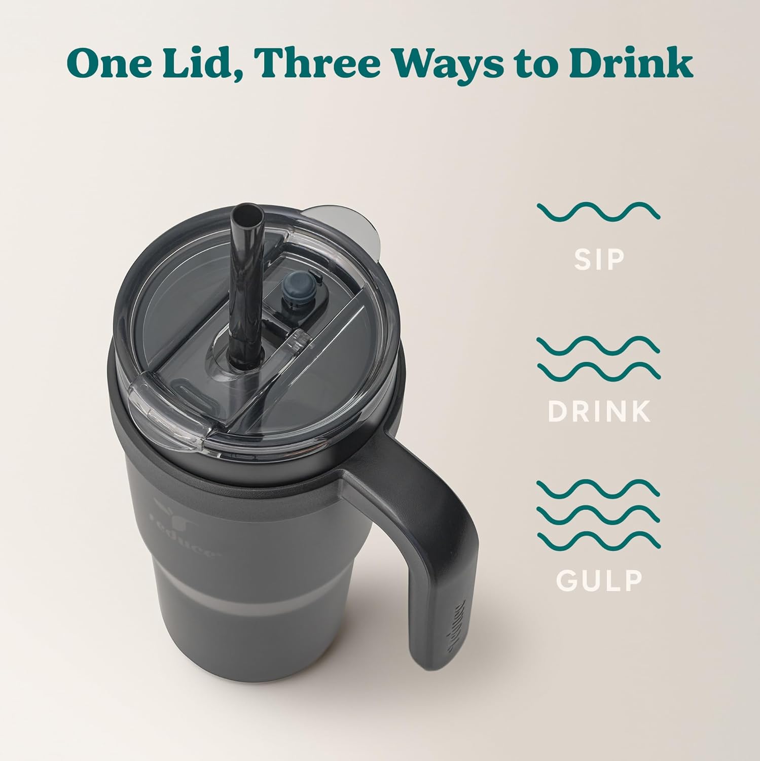 REDUCE 24 oz Stainless Steel Tumbler with Handle - Dual-Wall Vacuum Insulated Travel Mug, Sweat-Proof Lid & Reusable Straw - Keeps Drinks Cold for 24 Hrs, Fits Cupholders, Dishwasher Safe - Phantom - Image 5