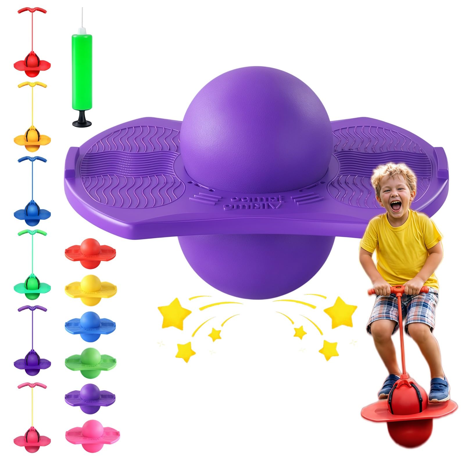2026 New Children's Balance Jumping Ball, Pogo Stick, Balance Jumping Ball with Handle and Pump, Adults Up to 200lb, for Indoor & Outdoor, Jump, Keep Children Away from Electronic Screens(Purple,B)