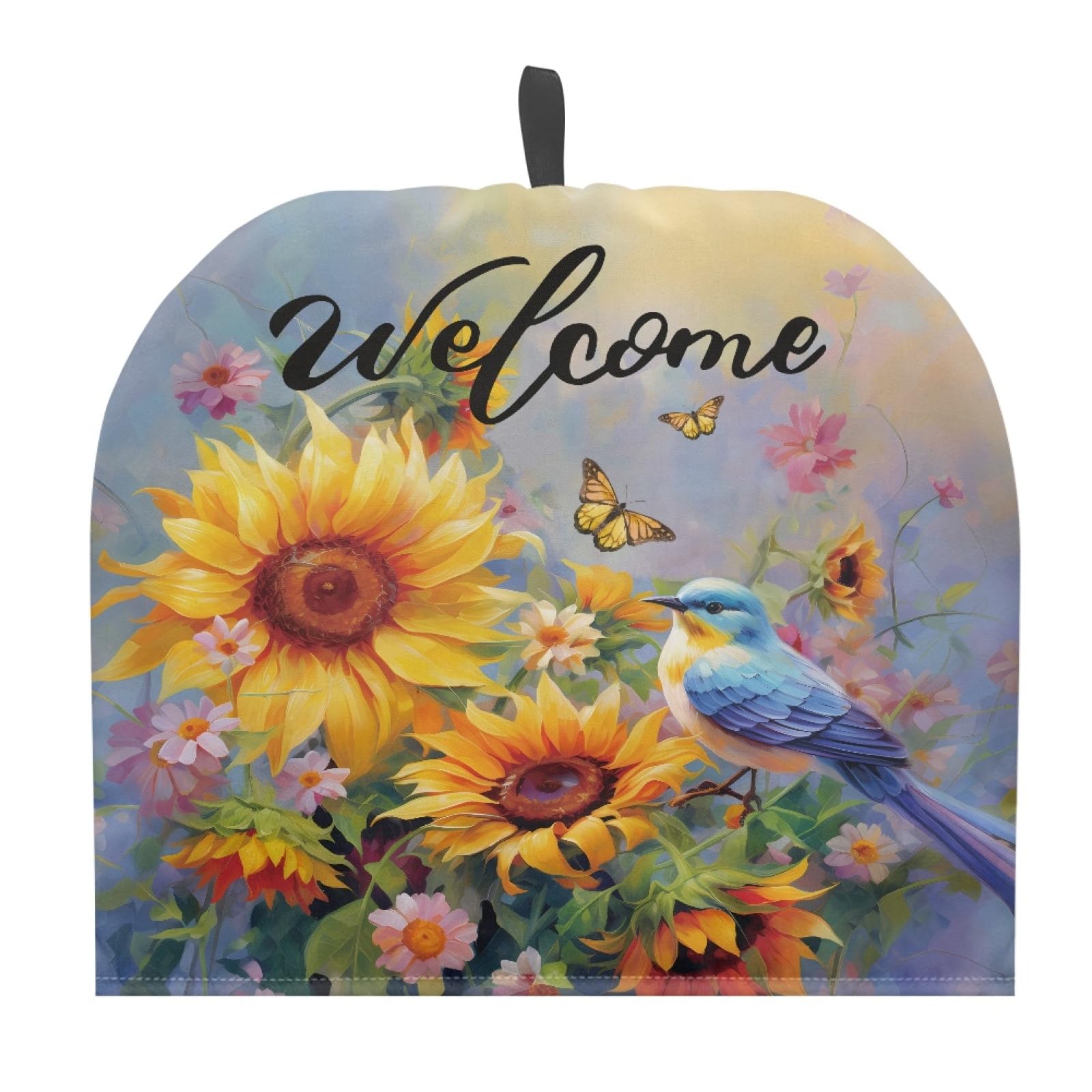 SCRAWLGOD Sunflower Hummingbird Tea Cozy for Teapot Tea Kettle Protective Teapot Cozy Dust Cover Portable Extra Thick Breakfast Pot Cover Decoration Accessories