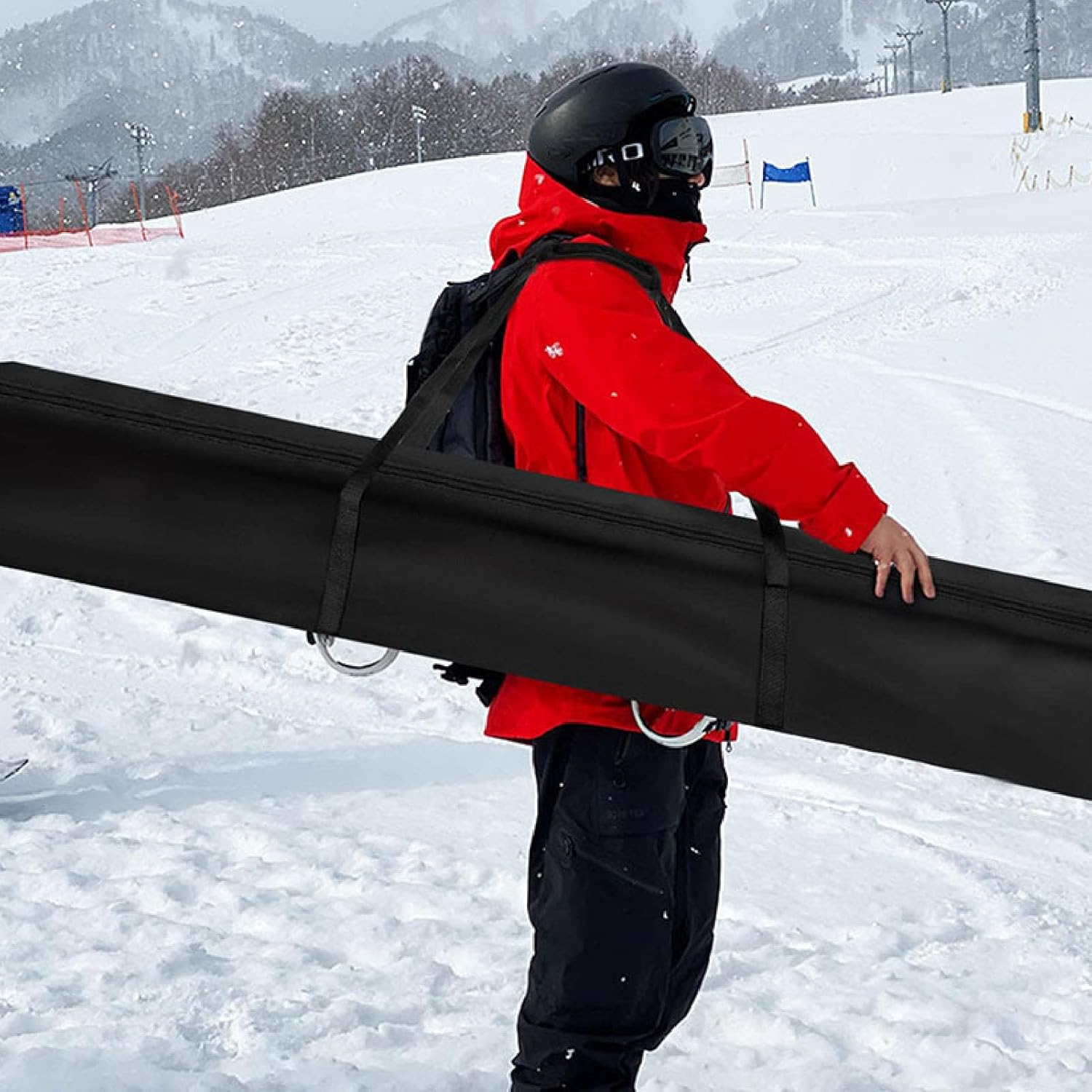 Zerodis Travel Snowboard Bag,Multi Pocket Design Adjustable Strap Portable Single Snowboard Bag Ski Equipment Storage Bag for Boots Clothes Helmet Gear