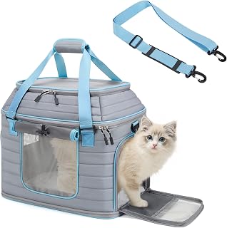 Top-Expandable Pet Carrier: NOBLE DUCK Airline Approved Pet Travel Bag for Cats/Dogs Up to 20 Lbs | Soft-Sided, Multi-Sided Breathable with Anti-Escape Zipper & Privacy Curtain to Reduce Stress