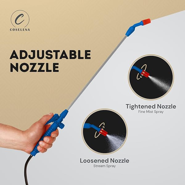 Coselena 5L Garden Sprayer – High-Pressure Sprayer with Adjustable Nozzle & Carry Strap – Durable Weed Killer Sprayer Pump & Multipurpose Spray Bottle for Plants, Patio, and Lawn Care - 4