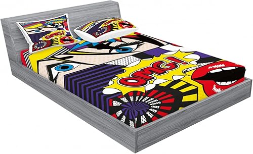 Miniatura 36 de Ambesonne Juego de sábanas bajeras y fundas de almohada occidentales, sombrero de vaquero con temática del salvaje oeste y cuerda de ganadería vieja