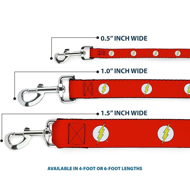 Foto 3 de 6 de Buckle-Down Flash Logo Rojo/Blanco/Amarillo Pet Leash, 6' x 1/2"