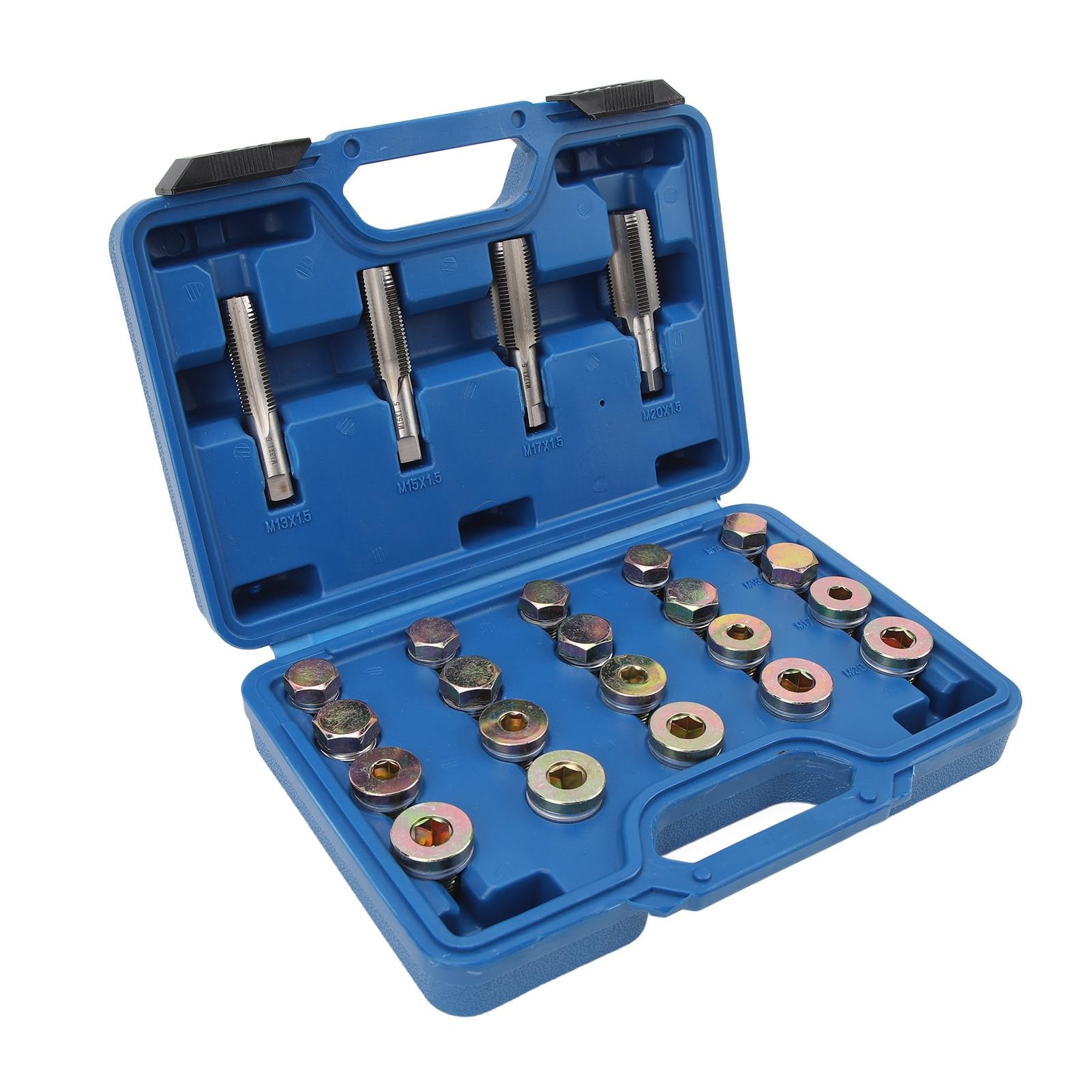 Keenso Kit di Riparazione Filettatura Coppa Dell'olio, Set di Strumenti Professionali per Rifilettare in Acciaio per Auto e Veicoli Commerciali Leggeri, con Custodia Stampata a