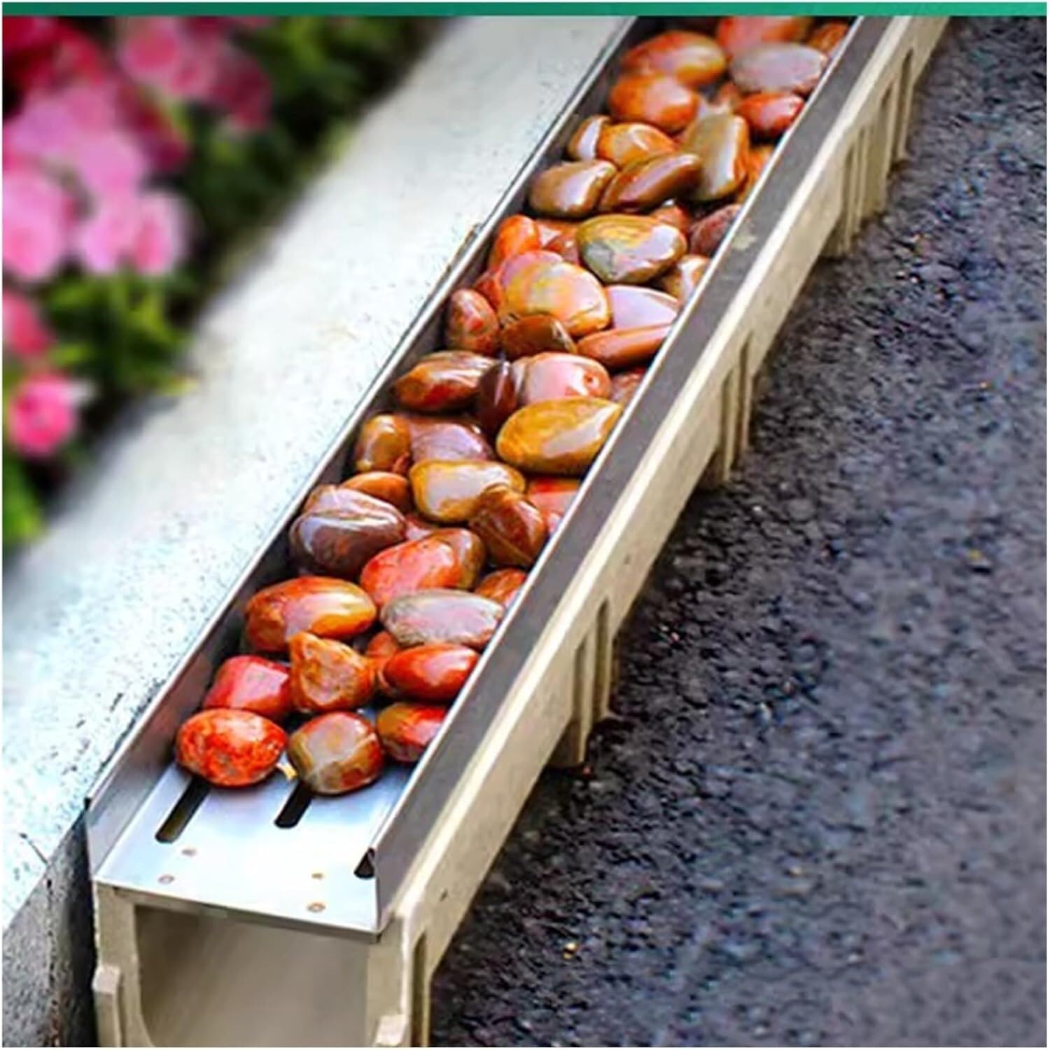 Kit di Copertura per Canale di drenaggio per Patio da Giardino 100x22x15 cm. Include grondaie per fanghi e Sistema di drenaggio a Canale. Ideale per Il drenaggio delle acque piovane e per su