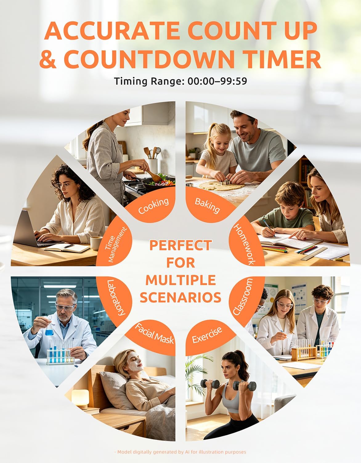 2 Pack Digital Timer for Classroom & Kitchen, Large LCD Countdown Timer