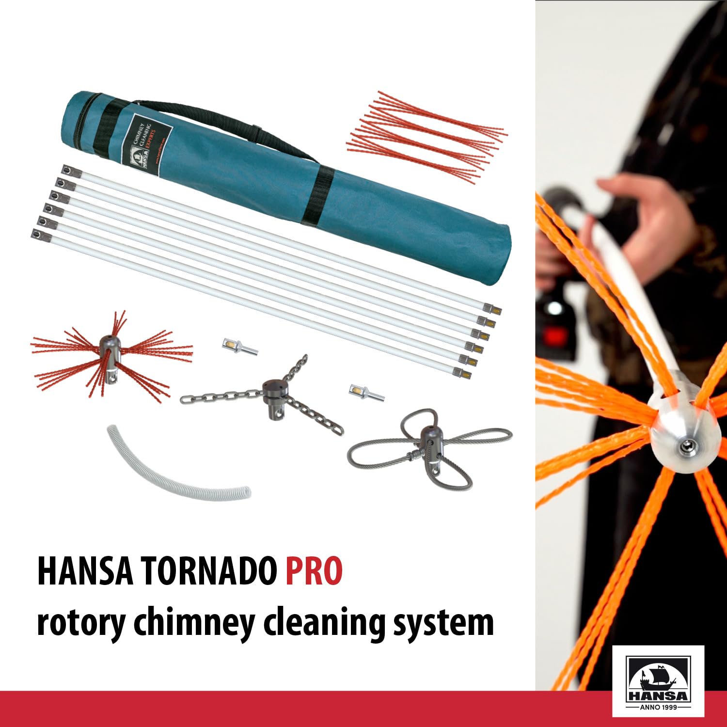 コロナバーナーセット　FF.-4213GS 用 HANSA Tornado PRO Rotary Chimney Cleaning System, Rotary Sweeping