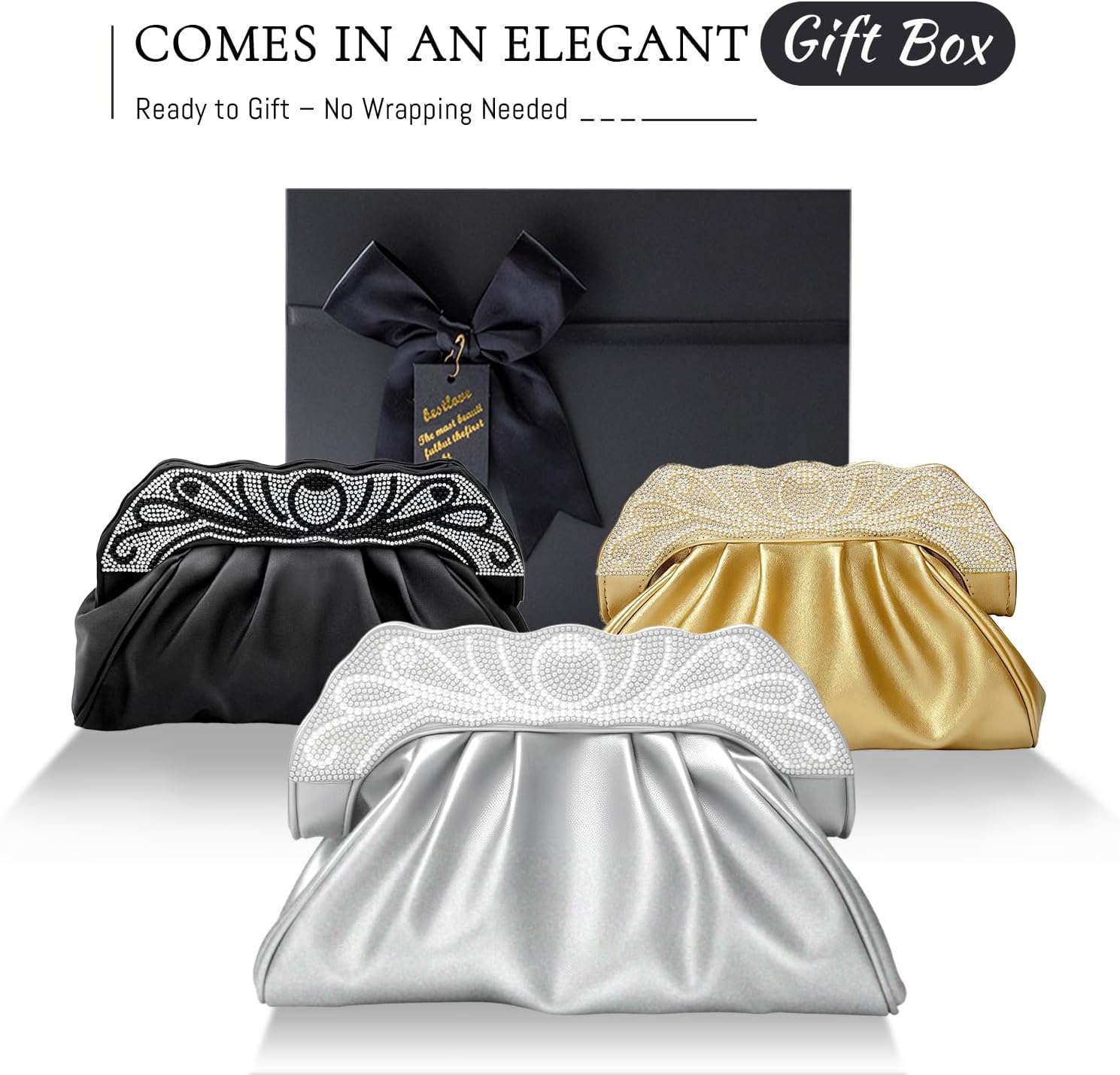 PU Leather Pleated Clutch Purse for Women Evening Bag for Wedding Party Prom Dressy Handbag Chain Strap - Image 6