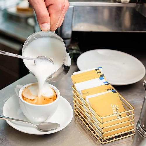 Miniatura 10 de 2 cestas de azúcar, organizador pequeño de hierro para almacenamiento de café, bar, té, 4.5 x 2.25 x 1.75 pulgadas (negro)