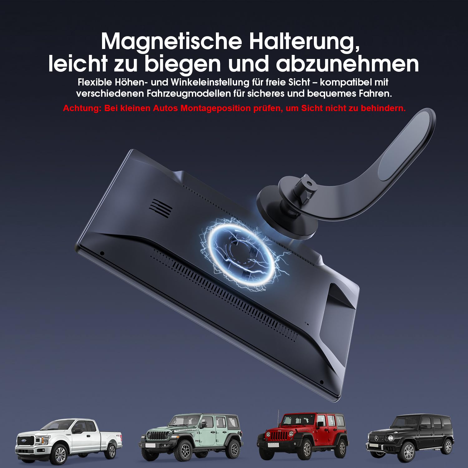 Avylet 9 Zoll Wireless Carplay Display für Apple Carplay & Android Auto, Tragbarers Carplay Autoradio mit Magnetischer Halterung, OTA-Updates, IP67 Rückfahrkamera, GPS Navigation, Bluetooth 5.0