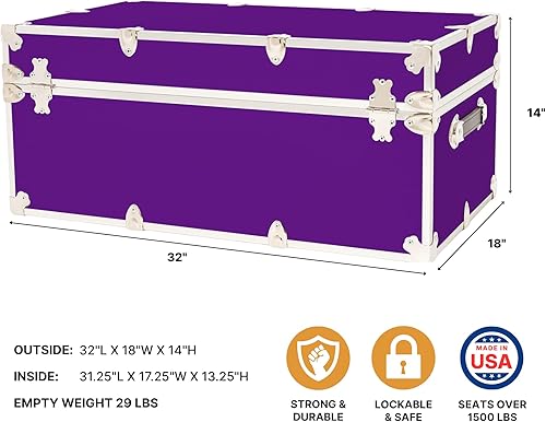 Miniatura 48 de Rhino Trunk & Case Baúl grande de vinilo en relieve de cuero, reposapiés de campamento de verano, baúl de almacenamiento para dormitorio