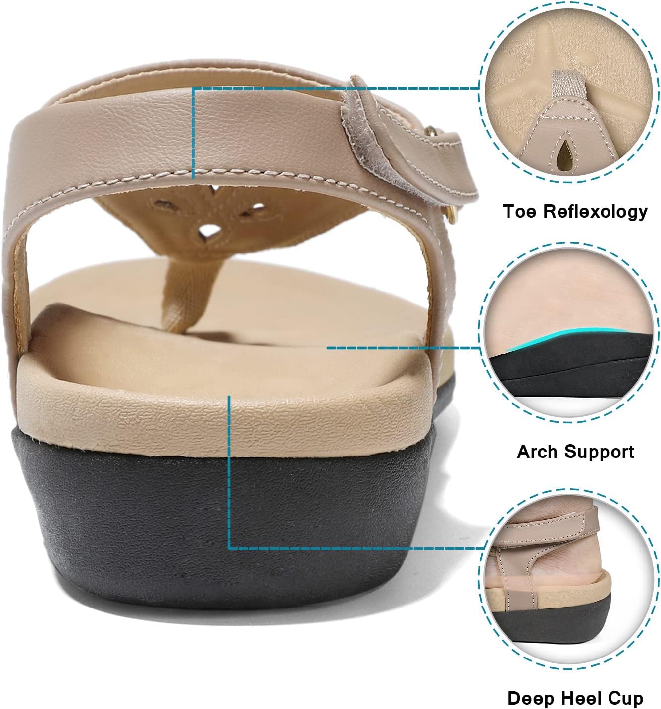 UTENAG Womens Arch Support Sandals Orthotic Thong Flip Flops - Image 3