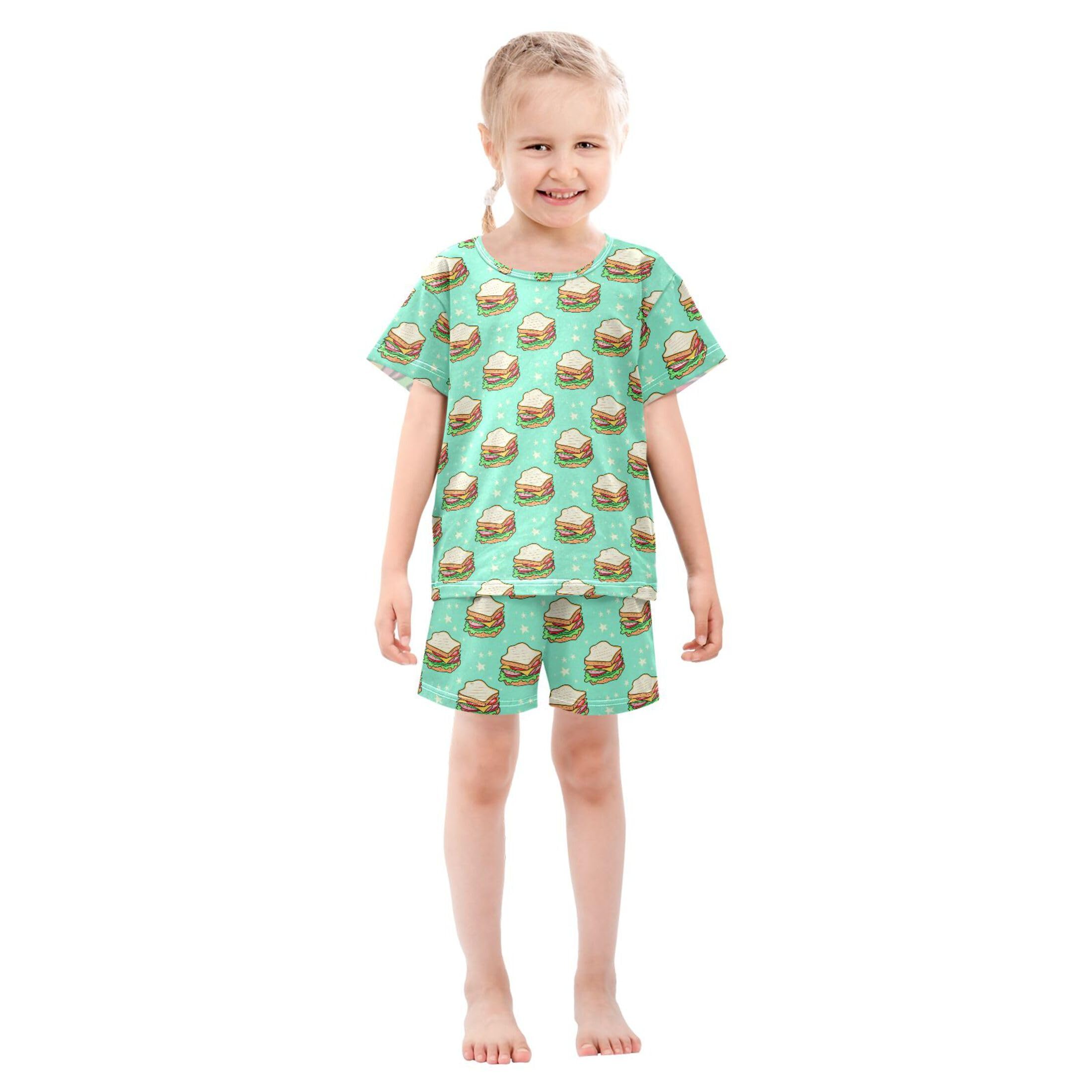 UMIRIKO Sandwich Food Summer Short Sleeve Pajamas Sleepwear PJ Set B0404611
