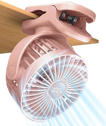 Miniatura 10 de Ventilador Mini Portátil Personal, Ventilador de Cochecito Pequeño Recargable con Batería para Escritorio, Agarre Fuerte, Rotación de 360°, 3