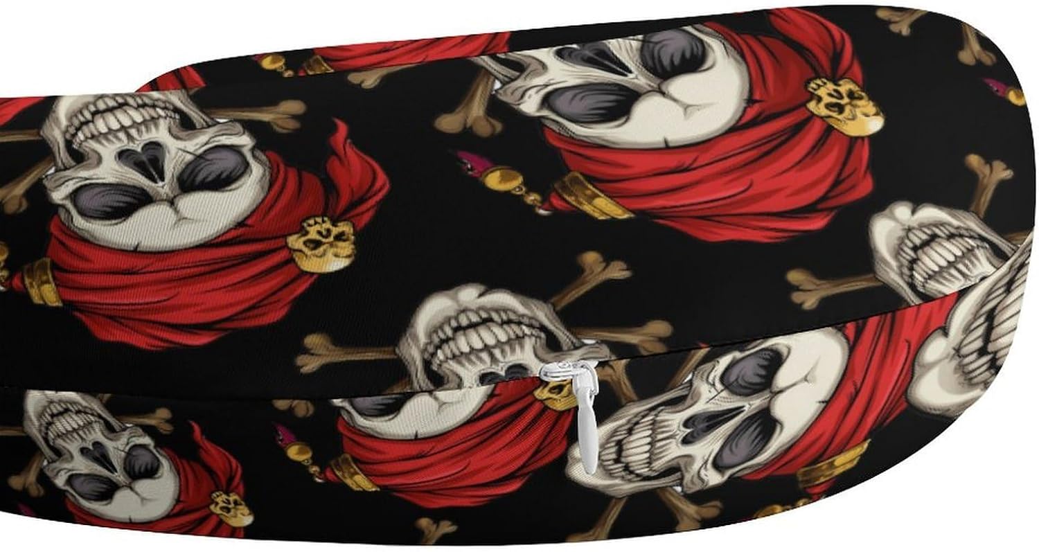 Skull and Crossbones Pirate Travel Pillow U Shape Neck Pillow Washable Pillowcase for Sleeping Chair