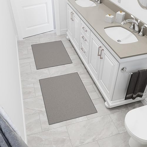 Miniatura 4 de Tapete unicolor y moderno con respaldo de goma antideslizante para entrada, habitación, cocina, baño, alfombra tradicional lavable a máquina, 2 x 3
