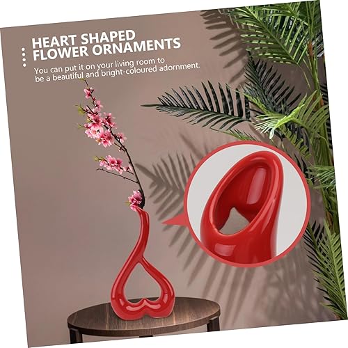 Miniatura 5 de Garneck 3 pcs Heart Flower Receptacle Flower Vase Pottery vase red Plastic Plant Decor Large Tall Black Room Decor jarrones decorativos para Ceramic