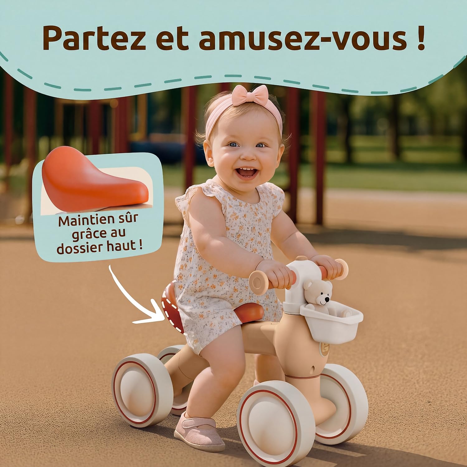 Mallie® Draisienne Bebe 1 an avec Panier - Velo Bebe Evolutif, Porteur Enfant 1 an - Velo Enfant 2 Ans, Draisienne 2 Ans - Jouet Cadeau