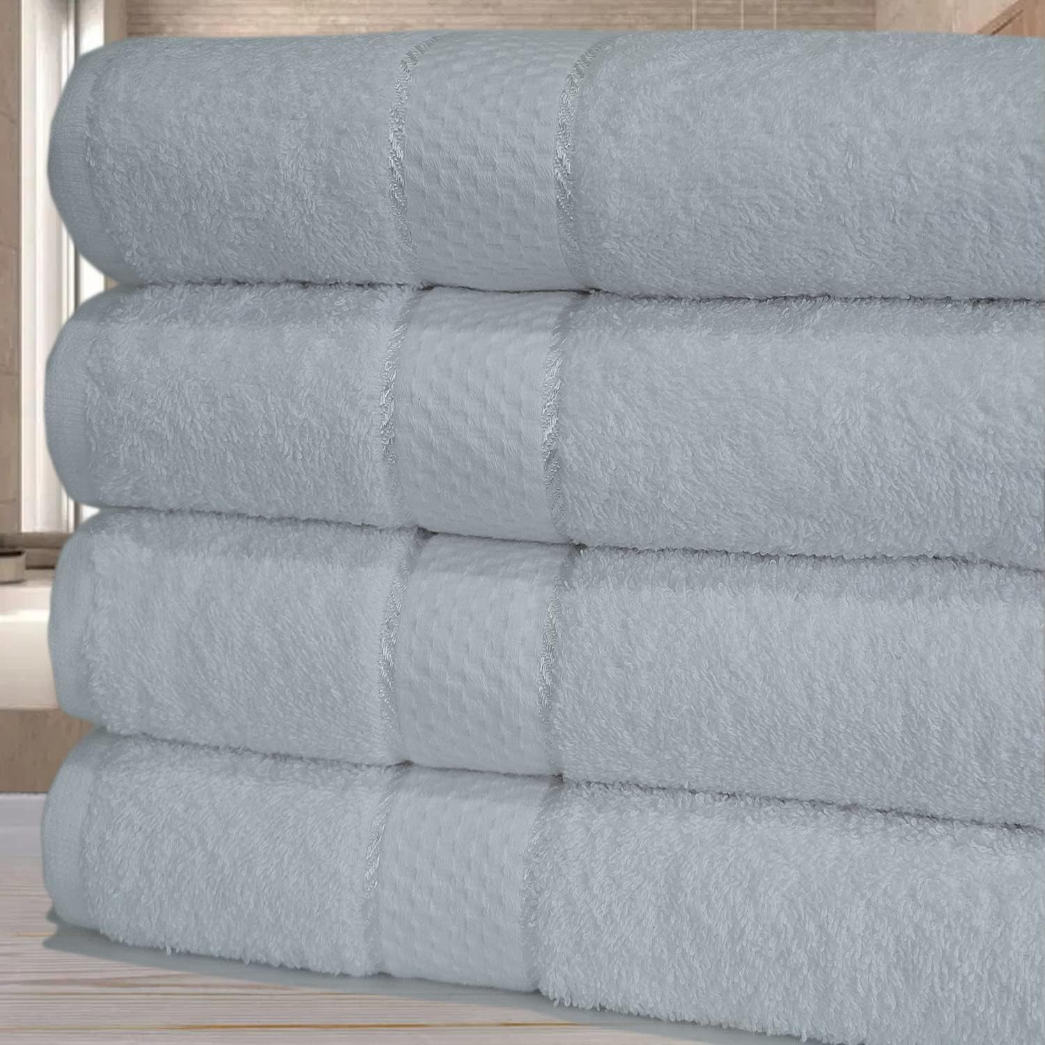 KNIGHTS BRIDGE Luxury Egyptian Cotton Bath Sheet Set, 80x140 cm, Pack of 4 Super Soft Absorbent Jumbo Towels (White)