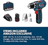Bosch Professional 12V System Cordless Screwdriver GSR 12V-15 (incl. 2x2.0 Battery+Charger, 39 Pieces Accessory Set, in Bag) - Amazon Exclusive Set - 2