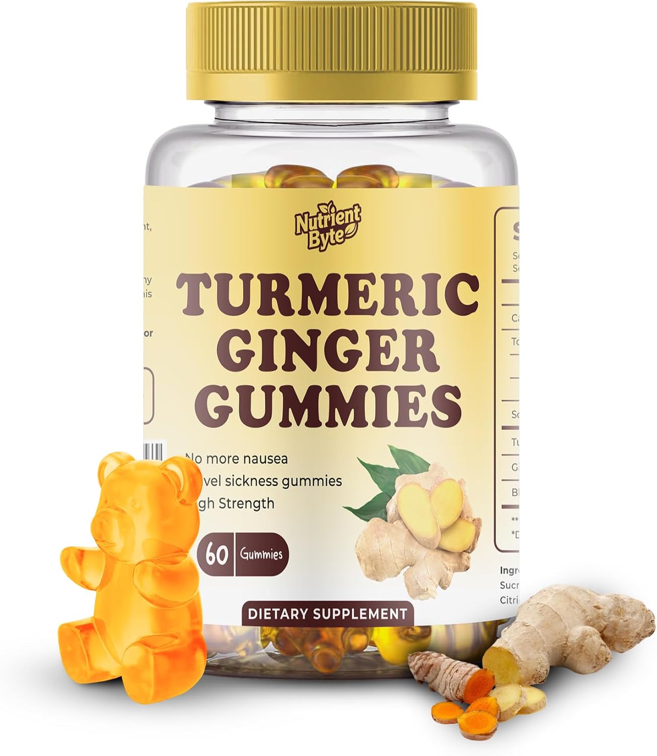 Turmeric & Ginger Gummies with Black Pepper – 500mg Ginger Root Extract, 500mg Turmeric Root Extract, Black Pepper Extract for Absorption – Joint, Immune & Digestive Support – 60 Gummies