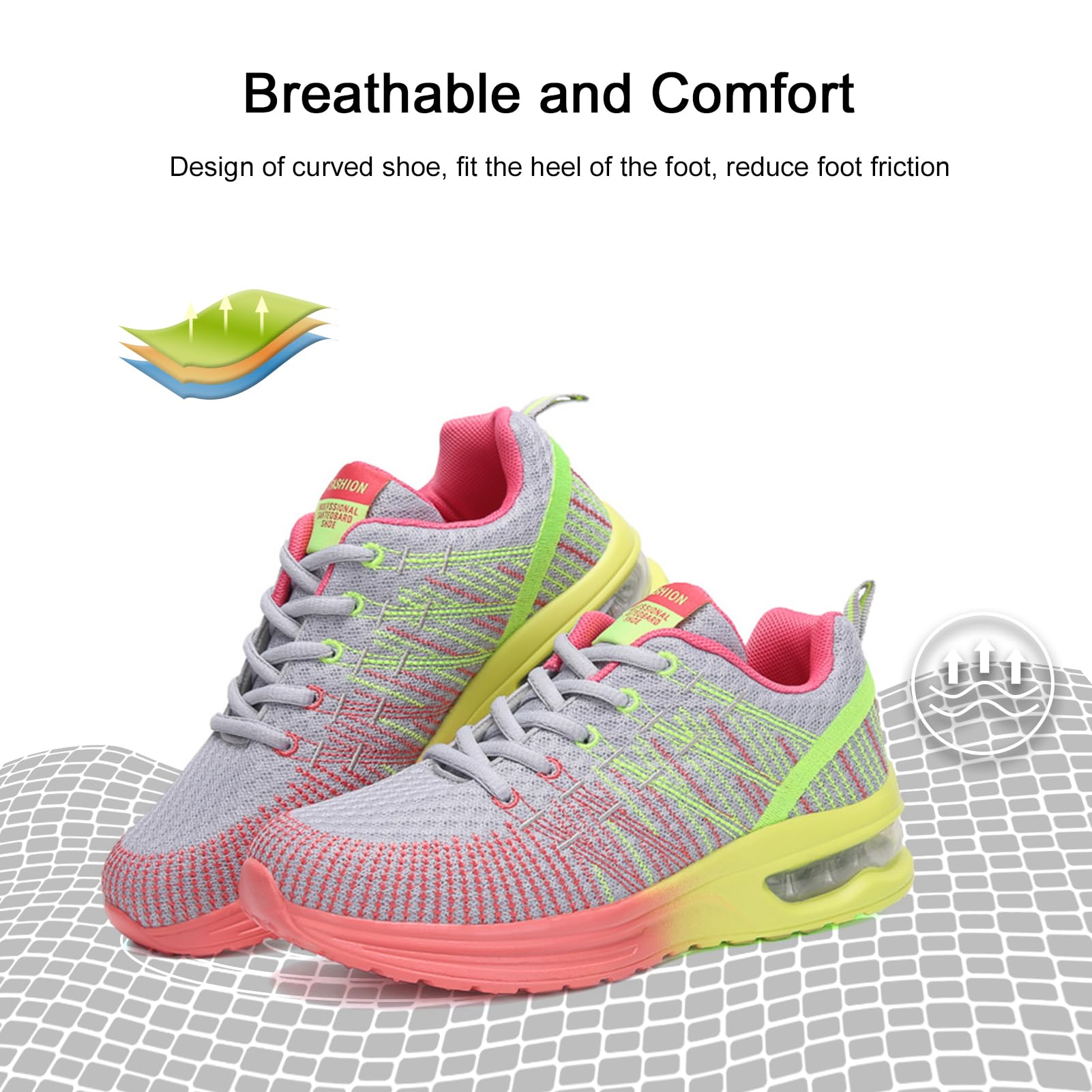 Hitmars Scarpe Running Donna Scarpe Ginnastica Corsa Sportive Sneakers Traspiranti Leggero Air Scarpe Camminata Fitness Jogging Casual all'Aperto Nero Grigio Rosso EU 36-42