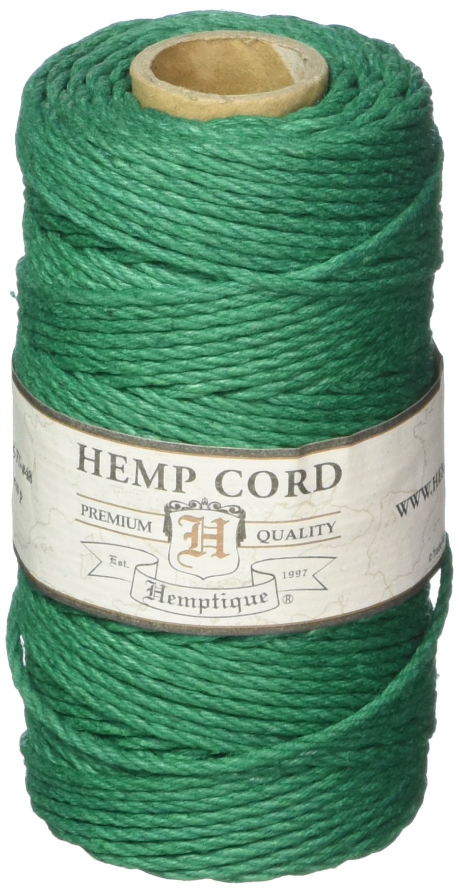 Cordón de cáñamo Hemptique #48 verde, hilo natural para macramé, bisutería y decoración