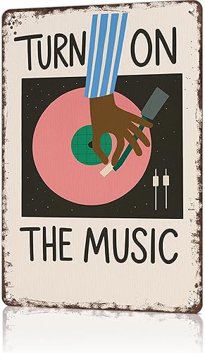 TIUUOK Póster vintage de metal para pared, disco de vinilo retro, divertido póster para oficina, dormitorio, bar, garaje, decoración de 8 x 12