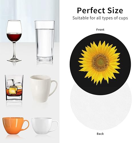 Miniatura 7 de Hermosos posavasos de girasol para bebidas, juego de 6, posavasos de piel sintética absorbente para mesa de café, decoración del hogar, regalo de