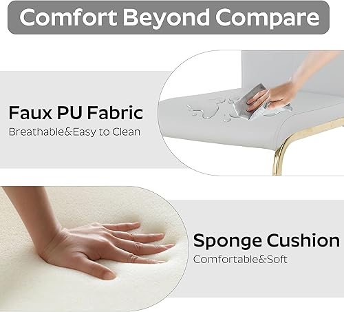 Miniatura 12 de Juego de mesa de comedor de 7 piezas para 6, mesa rectangular moderna de cristal con 6 sillas tapizadas de cuero, juegos de mesa y sillas de comedor