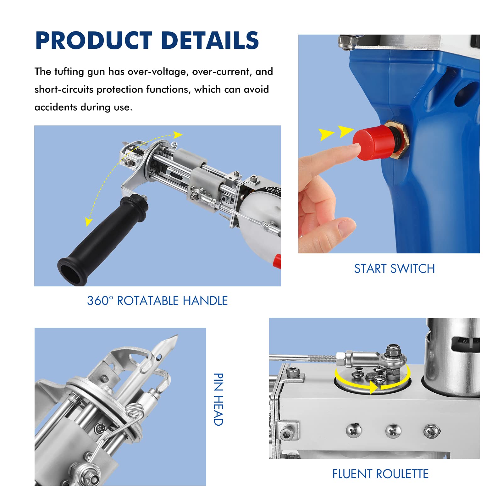 Tufting Gun, Cut Pile Tufting Gun, Loop Tufting Gun 100V240V Rug Gun