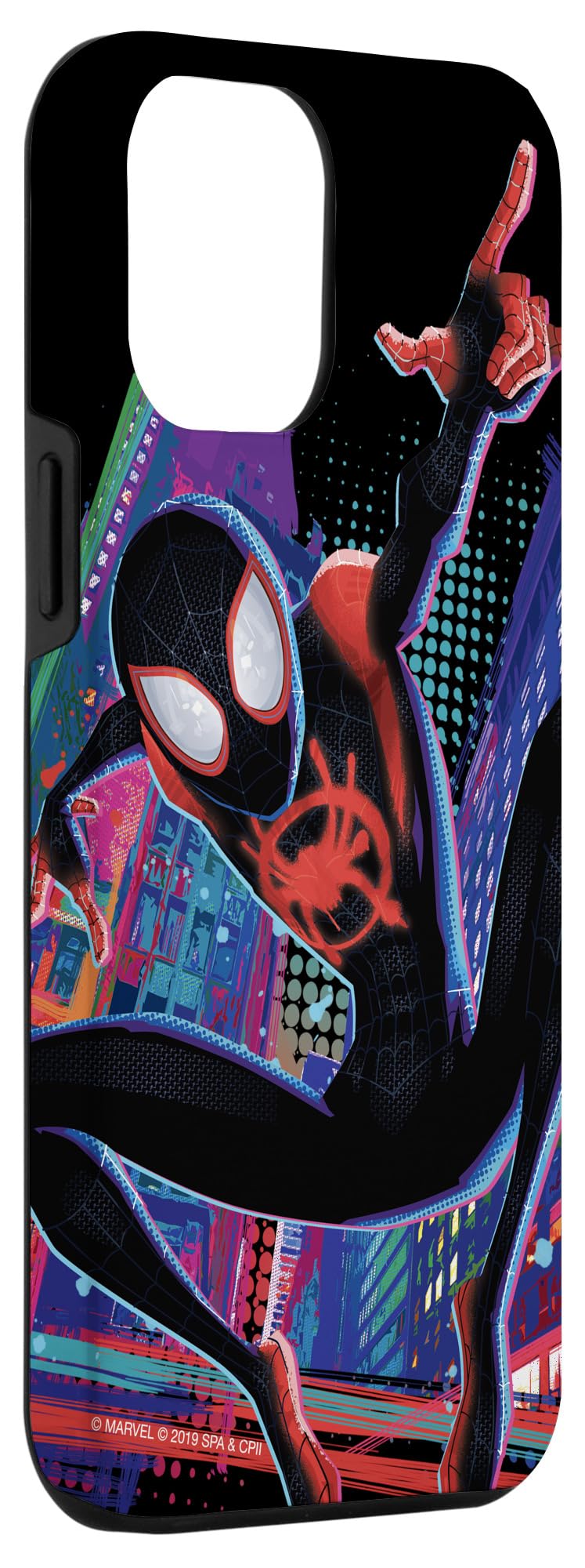 Custodia per iPhone 12 Pro Max Marvel Spider-Man nella città di Spider-Verse Miles Morales