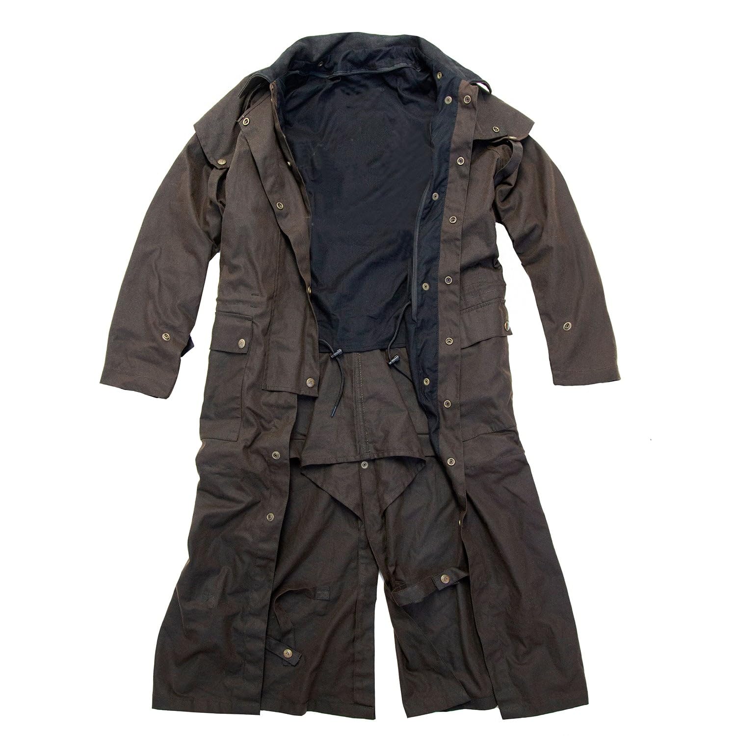 Outbacker Ölzeug Mantel mit herausnehmbaren Winter Innenfutter in schwarz & braun