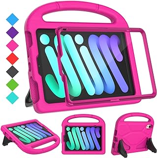 SUPLIK Kids Case for iPad Mini 6 (8.3-inch, 2021), iPad Mini 6th Generation Case for Kids, Built with Screen Protector, Durable Shockproof Protective Cover with Handle Stand, Pink