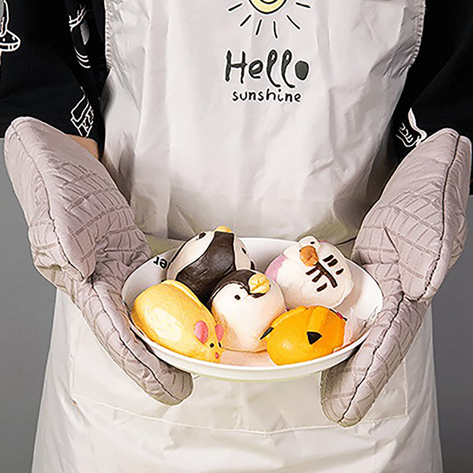4-Piece Oven Mitts And Potholders Set - Heat Resistant BBQ Gloves With Silicone Grip, Black Kitchen Cooking Accessories
