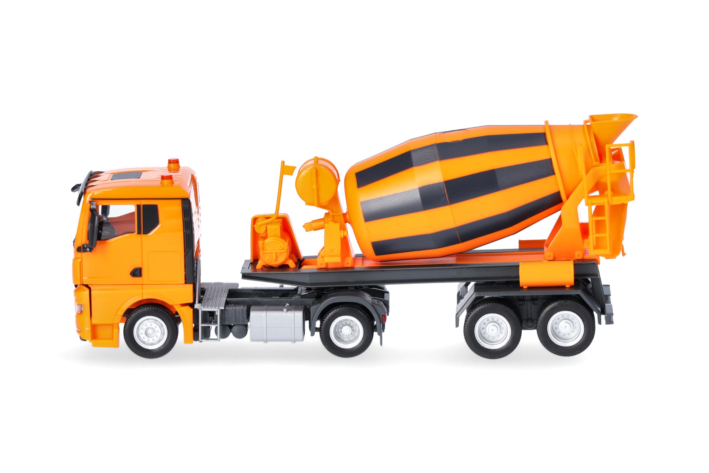 Herpa model ciężarówki MAN TGX GN betonomieszarka zestaw ciągnik siodłowy 2-osiowy/2-osiowy, kommunalorange, miniatura w skali 1:87, model kolekcjonerski, wyprodukowany w Niemczech, tworzywo sztuczne