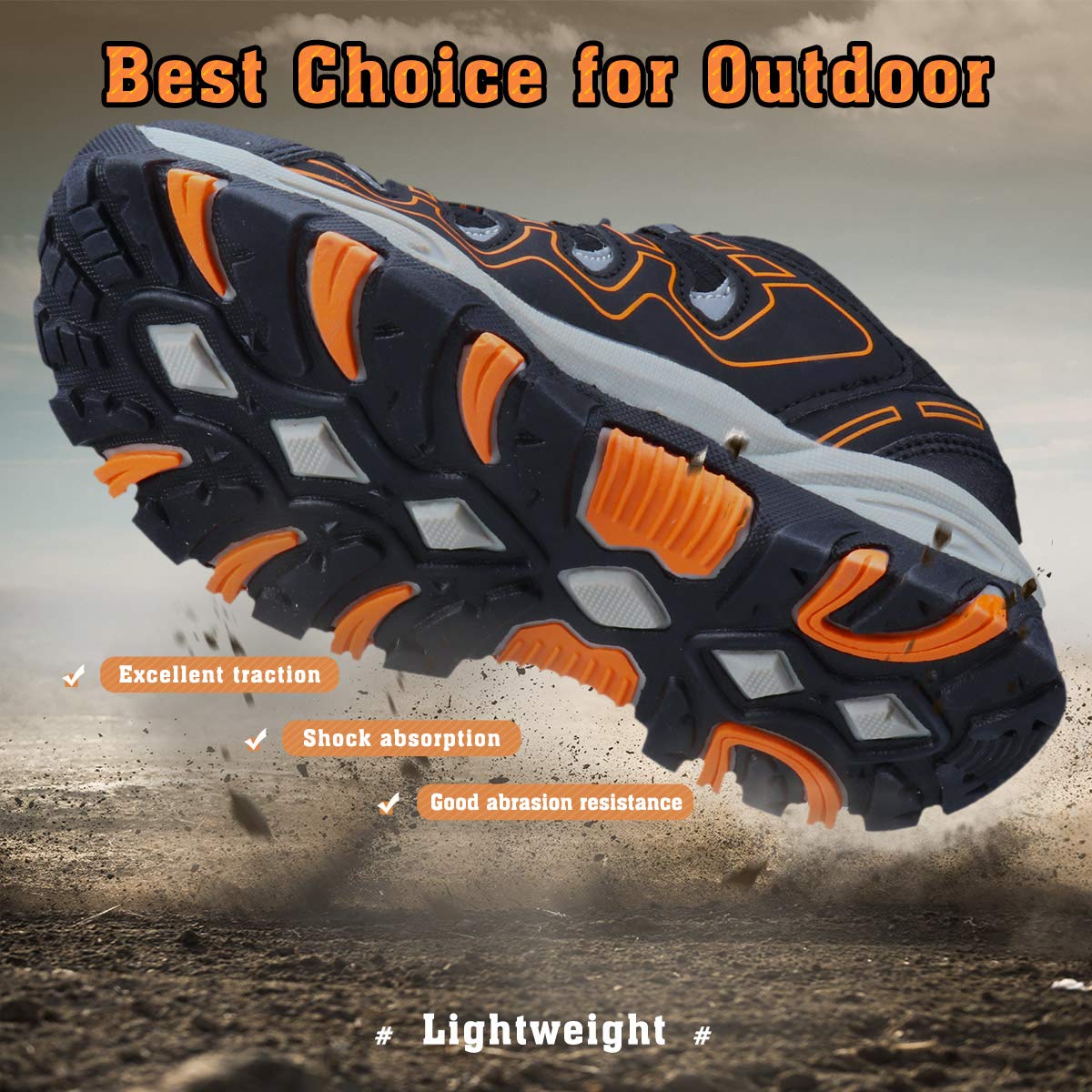 UOVO Boys Shoes Boys Tennis Running Sneakers Waterproof Hiking Shoes Kids Outdoor Fashion Sneakers Slip Resistant (Big/Little Boys) Black/Orange-One 12.5 Little Kid