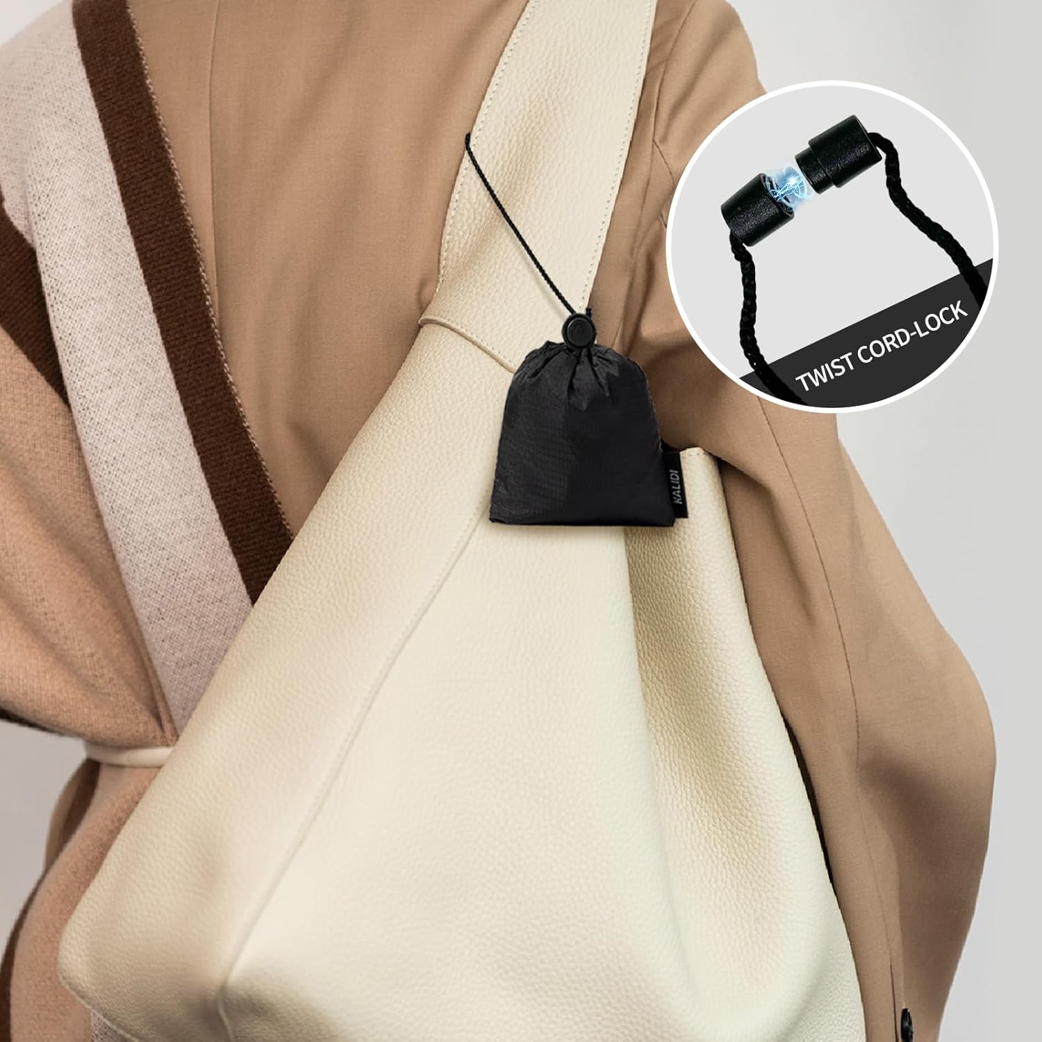 KALIDI Compact Tote Shopping bag Lightweight Foldable Tiny Reusable Grocery Shoulder Bag Crossbody - Image 4