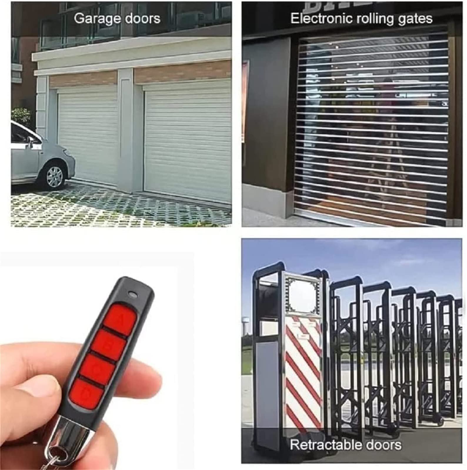 Duplicatore di telecomandi 4 in 1, duplicatore di telecomandi per auto, porte di garage, copia codice fisso e Rolling Code (4 pezzi)
