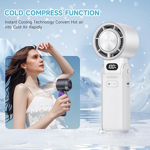 Miniatura 2 de Ventilador turbo portátil de mano con placa de enfriamiento, mini ventilador personal recargable de 1 a 100 velocidades continuas, regalo de verano