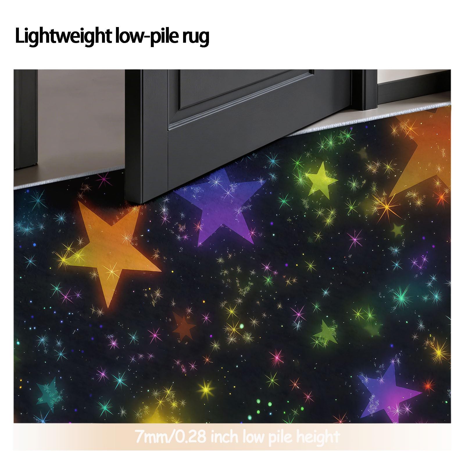 Tapis Rond pour Chambre Enfant, Tapis Rond Galaxie Fantaisie pour Garçons Filles Design Ciel Nocturne Étoilé Dégradé, Lavable et Antidérapant pour Espace de Jeu, Multicolore Dimension:100 cm