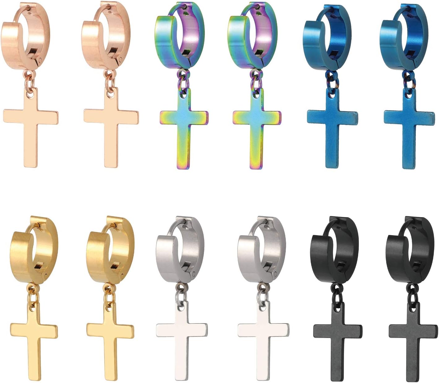 Cross Earrings for Men Women 316L Stainless Steel Dangle Hoop Cross Earrings Men Earrings