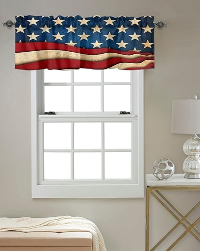 Miniatura 6 de Cortinas de cenefas para ventanas del 4 de julio, diseño de bandera estadounidense, rayas, estrellas, patriótico, para el día de la independencia,