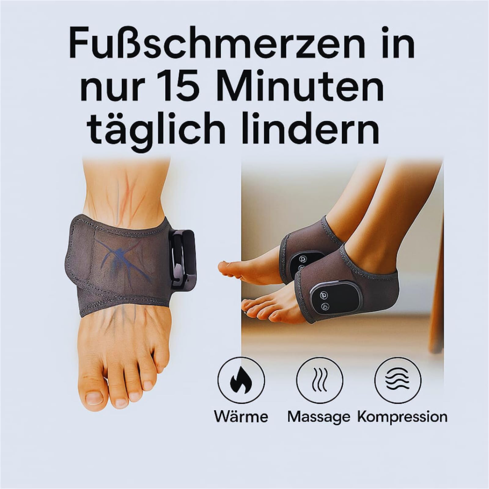 Eincov SootheStep 3-in-1 Massager Tragbares elektrisches Fußmassagegerät Kabelloses Fußgelenkmassagegerät mit 3 Vibrationsmodi und 5 Wärmeeinstellungen