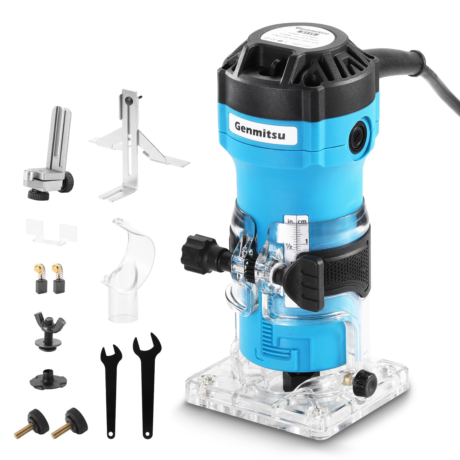 Genmitsu 1HP Palm Trimmer Router, 30000 RPM Compact Router Wood Tool with Fixed Base, with 1/4 Inch Collet, Perfect for CNC Woodworking & DIY Project