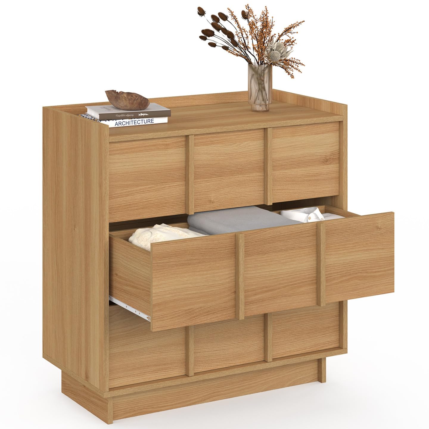 IDMarket - Kommode Rosie 3 Schubladen 80 cm Buche-Optik Minimalistisches Design