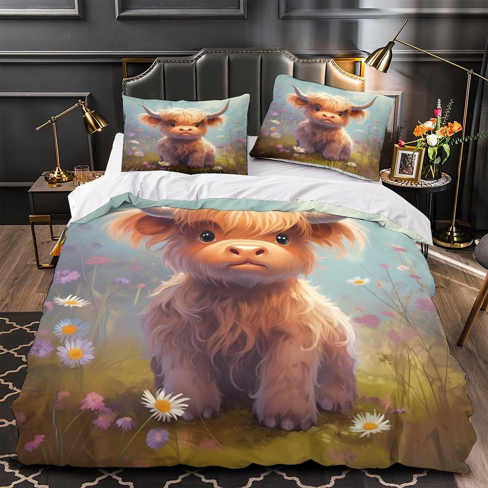 Housse de Couette Hypoallergique Anti-Acariens Microfibre Douceur 3D