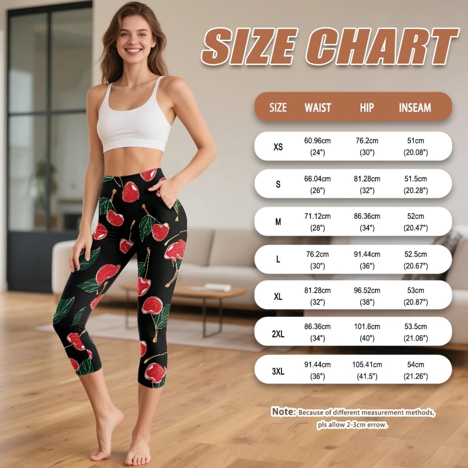 Amzbeauty Leggings para mujer, pantalones de yoga de cintura alta con bolsillos, leggings capri para mujer