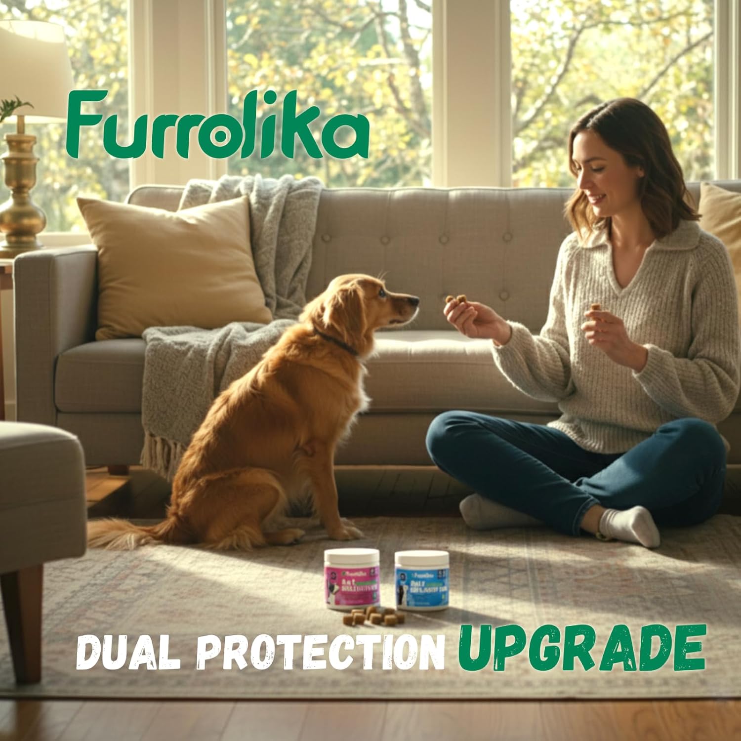 Furrolika Made in USA Dog Supplement Bundle: Joint Support & Multivitamin Chews with Glucosamine, Chondroitin, and Probiotics for HIPS, Gut, Skin & Coat Health - Beef Flavor - 60 Chews Each